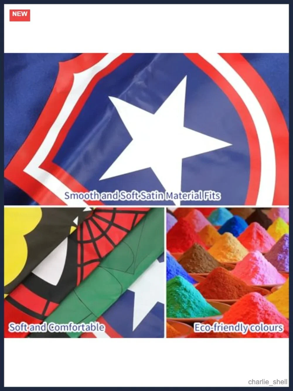 Kids Superhero Costume Cape and Mask Set Satin Felt Dress-Up Pretend Play